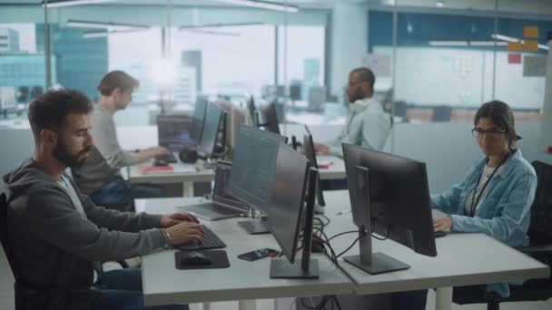 Office Team Working on Computers — Stock Video