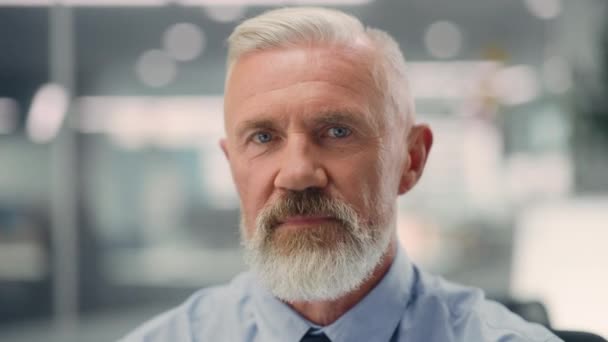 Senior mannelijke portret in Office — Stockvideo