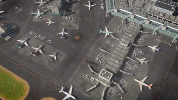 3d aeropuerto renderizado modelo vista superior — Vídeos de Stock