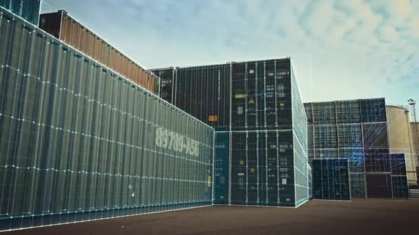 Visualizzazione VFX su container nel terminale — Video Stock