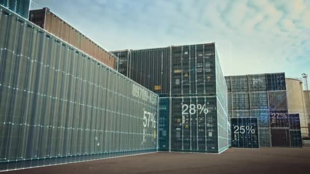 Visualización de VFX sobre contenedores en terminal — Vídeos de Stock