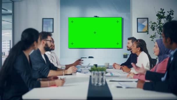 Biuro Business Meeting Zielony ekran — Wideo stockowe