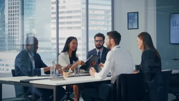 Affärsmän Team Meeting Office — Stockvideo