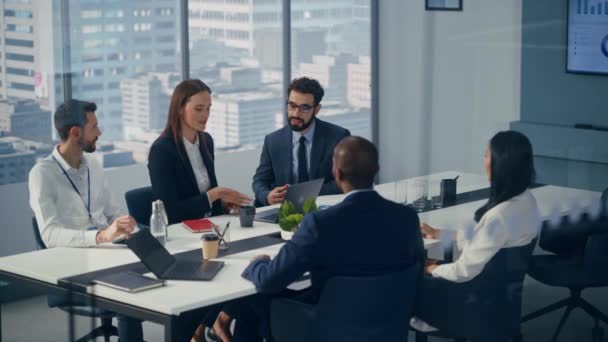Gabinete de Reuniões da Equipa de Empresários — Vídeo de Stock