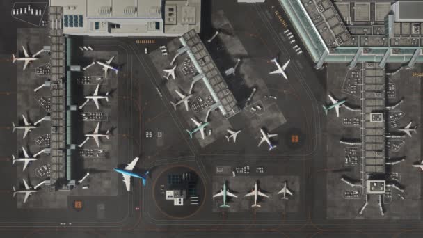 Modello di rendering dell'aeroporto 3d Vista dall'alto — Video Stock