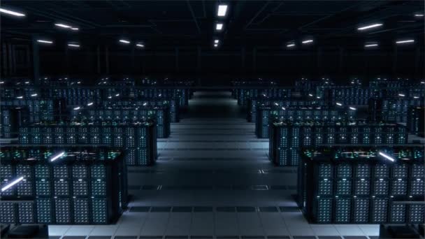 Servidor de data center 3D Racks Big Data Room — Vídeo de Stock
