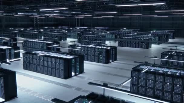 Data Center Server 3D állványok Big Data Room — Stock videók