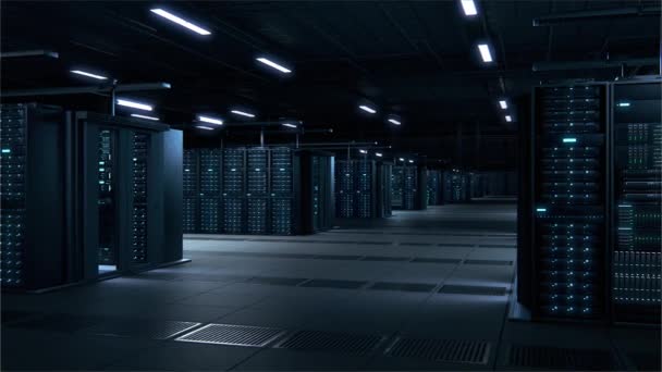 Data Center Server 3D Racks Big Data Room — Αρχείο Βίντεο