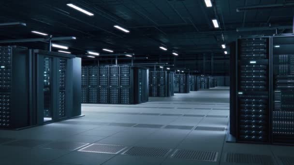 Data Center Server Stojaki 3D Big Data Room — Wideo stockowe