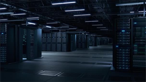 Data Center Server 3D állványok Big Data Room — Stock videók