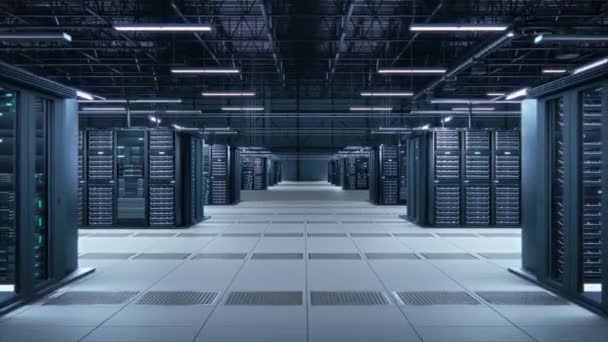 Servidor de data center 3D Racks Big Data Room — Vídeo de Stock