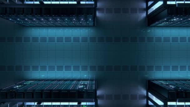 Data Center Server 3D rack Big Data Room — Stockvideo