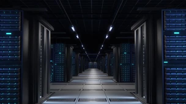 Data Center Server 3D Racks Big Data Room — Αρχείο Βίντεο