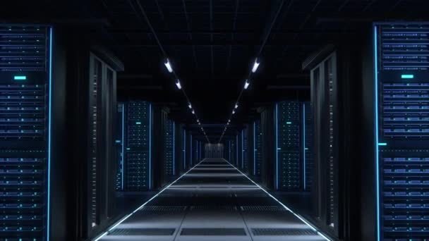 Data Center Server 3D Racks Big Data Room — Stockvideo