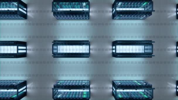 Data Center Server 3D Racks Big Data Room — Stockvideo