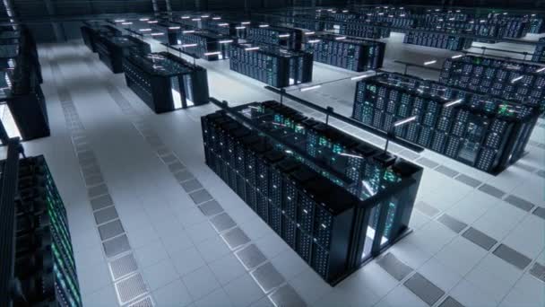 Servidor de data center 3D Racks Big Data Room — Vídeo de Stock