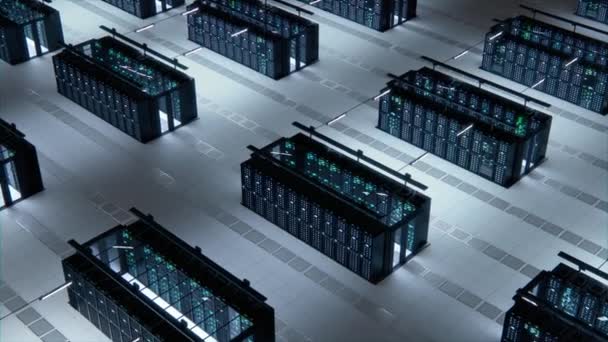 Data Center Server Stojaki 3D Big Data Room — Wideo stockowe