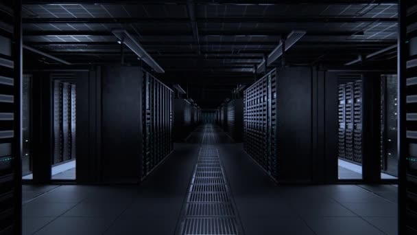 Data Center Server 3D rack Big Data Room — Stockvideo