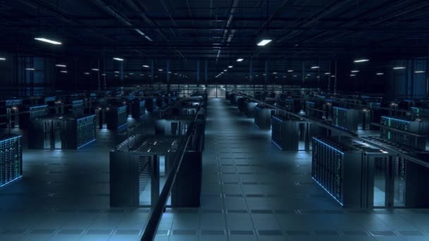 Servidor de data center 3D Racks Big Data Room — Vídeo de Stock