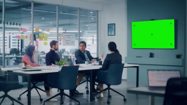 Office Businesspeians Meeting Green Screen — Stock video