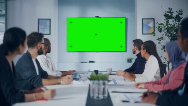 办公室业务会议绿色屏风 — 图库视频影像