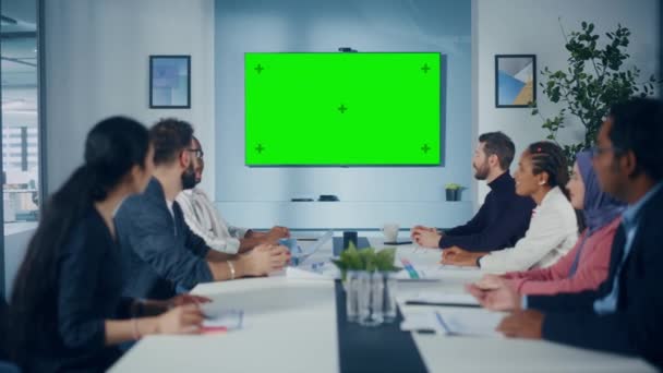 Büro Business Meeting Green Screen — Stockvideo