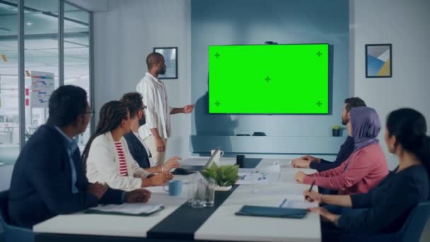 Office Business Meeting Prezentacja zielonego ekranu — Wideo stockowe
