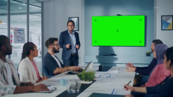 Office Business Meeting Презентація зеленого екрану — стокове відео