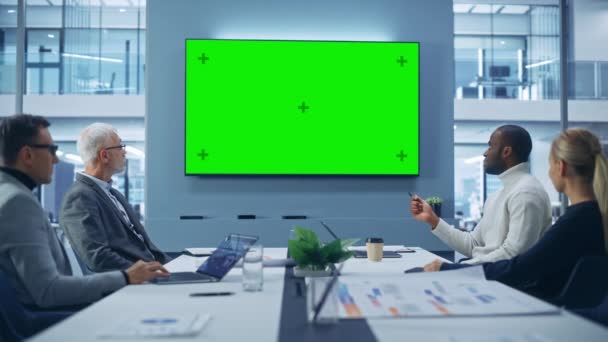 Business Meeting Pengusaha Green Screen TV — Stok Video