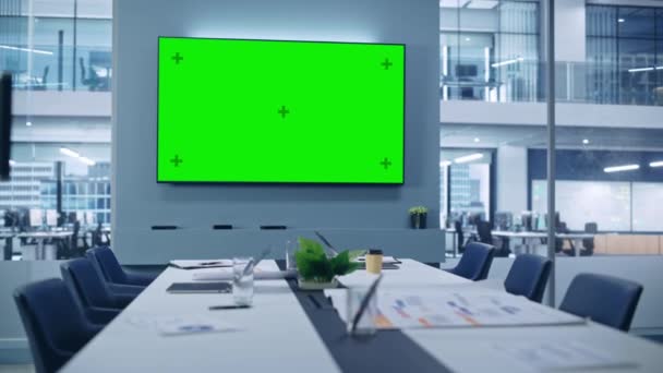 Business Office Meeting Room Green Screen — Stock Video