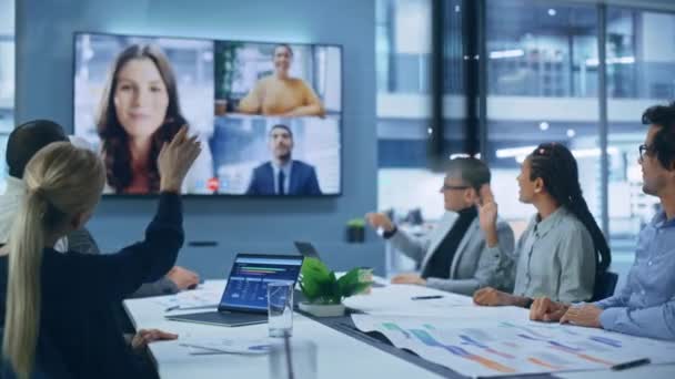 Videollamada Oficina Reunión de negocios — Vídeo de stock