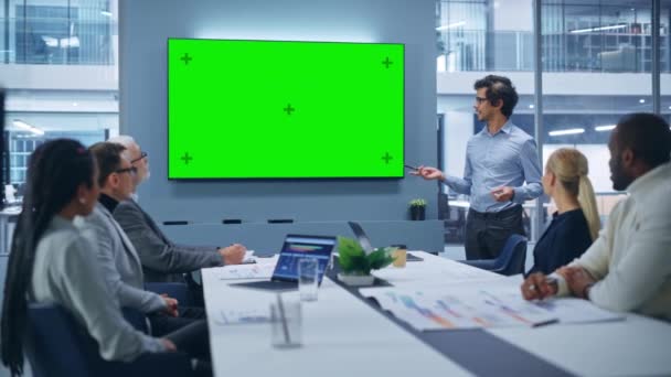 Green Screen Meeting Office Konferenz — Stockvideo