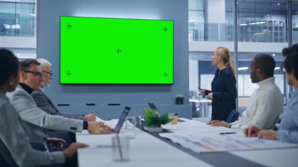 Konferens om Green Screen Meeting Office — Stockvideo