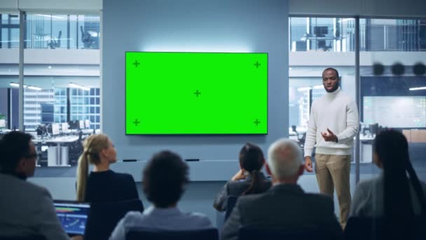 Kontorsmöte Presentation Grön skärm — Stockvideo