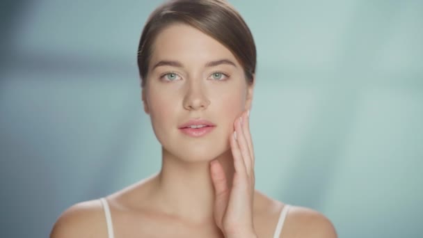 Close Up Kaukasische Schönheit Modell — Stockvideo
