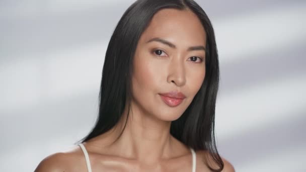 Close Up Ritratto asiatico bellezza modello — Video Stock