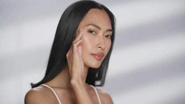 Közelkép portré Ázsiai szépség modell — Stock videók