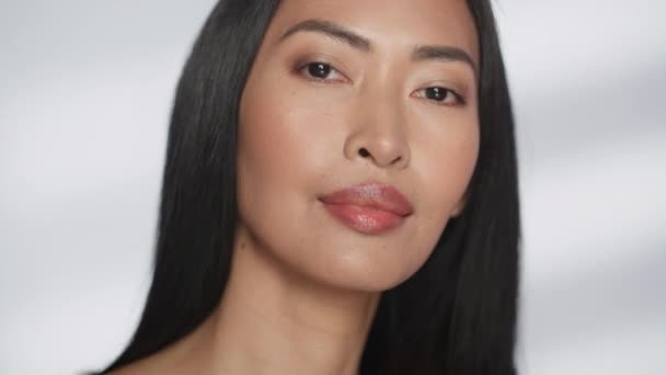 Close Up Portrait Asian Beauty Model — Stok Video