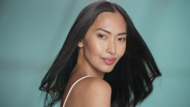 Close Up Portrait Asian Beauty Model — Stok Video