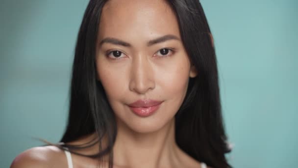 Close Up Portret Azjatycki model piękna — Wideo stockowe