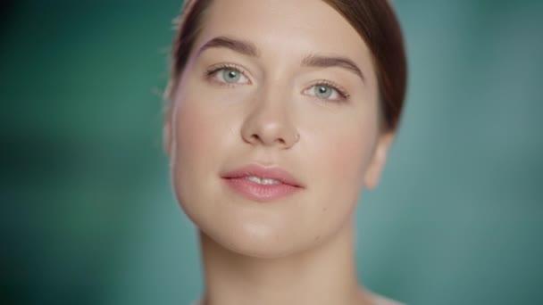 Close Up Caucasian Beauty Model — Stok Video