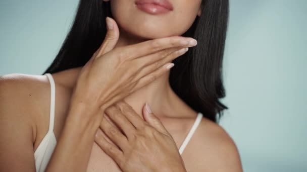 Close-up aziatische schoonheid model huidverzorging concept — Stockvideo