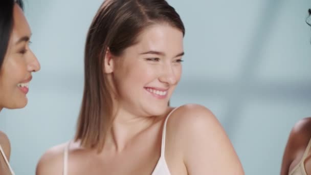 Three Diverse Models Beauty Shoot — Stock Video