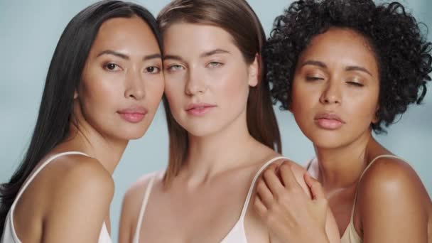 Üç Çeşit Modeli Güzellik Çekimi — Stok video