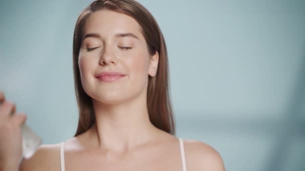 Close Up Caucasian Beauty Model — Stock Video