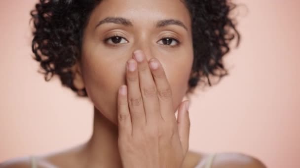 Close Up Black Beauty Model Portrét — Stock video