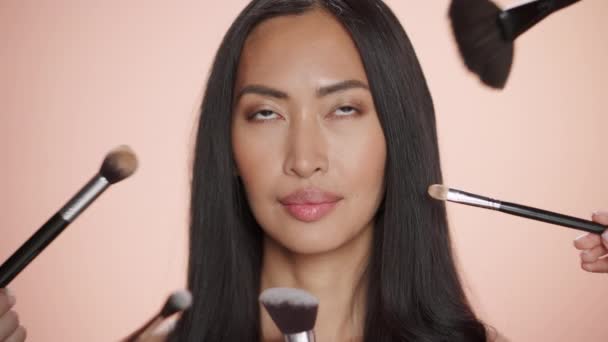 Close Up Ritratto asiatico bellezza modello — Video Stock
