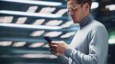 360 Degree man Using Smartphone on Street
