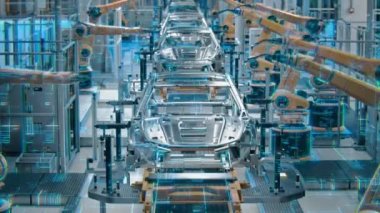 Information Lines Robotic Automatic Car Manufacturing Factory Conveyo