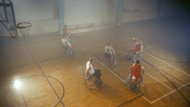 Jogo de Basquete em cadeira de rodas aérea — Vídeo de Stock